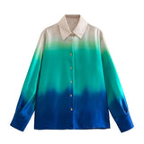 Gwmlk Spring Tie-Dye Printed Fashion Leisure Long-Sleeved Shirt