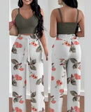 Gwmlk Independent Station Spring And Summer New Fashion Printing Suspenders To Attract 2-Piece Sets Of Trousers