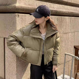 Wears Down Cotton Jacket Female 2024 New Short PU Leather Winter Coat Small Padded Clothes Padded Jacket Female