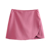 Gwmlk New Solid Color Fashion Style Short Style Four-Sided Bouncy Skirt Pants