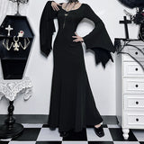 Gwmlk Autumn New Fashion Temperament Slim Dress Adams Bat Sleeve Fishtail Dress