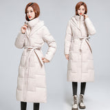 Size 2024 Winter Women Thickened Over The Knee Long Cotton-Padded Clothes Female Waist Slim Show Thin Senior Sense Coat