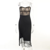 Gwmlk Sexy Little Sling Lace Spliced Split Dress Female Heart Pure Desire Wave Lead Fairy Skirt