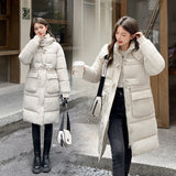 Coat Coat Female New Winter Hooded Down Cotton Long Over The Knee Thick Waist Show Thin Cotton-Padded Jacket