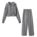 Gwmlk New Hooded Short Sweater 8417304 Loose Flannelette Jogging Trousers 8417303 Suit