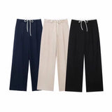 Gwmlk New Double Waistband Wide-Legged Pants Casual Pants 1608225