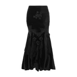 Gwmlk Autumn Fashion Sexy Hot Girl Long Dress Dark Gothic Temperament Slim Buttocks Fishtail Skirt Woman