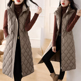 Long Down Cotton Vest Female 2024 New Winter Slim Foreign Style Over The Knee Vest Horse Clip Plus Thick Coat