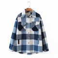 Gwmlk Autumn Women's Wear Urban Leisure Woolen Plaid Shirt Jacket