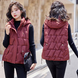 Cotton Vest Female Autumn Winter 2024 New Korean Version Vest Stand Collar Short Horse Clip All-Padded Clothes Vest Coat