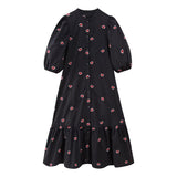 Gwmlk 2024 New Simple And Generous Embroidered Flower Medium-Length Dress 4786067