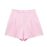 Gwmlk New Spring Style High Waist Shows Thin Pleated Casual Shorts 1478030