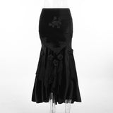 Gwmlk Autumn Fashion Sexy Hot Girl Long Dress Dark Gothic Temperament Slim Buttocks Fishtail Skirt Woman