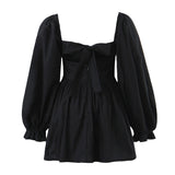 Gwmlk And Winter New Three-Dimensional Steel Trap Chest Pleated Back Long-Sleeved Dress