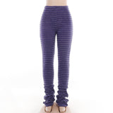 Gwmlk Spring Striped Casual Pants Knitted And Stitched Sexy Slim High Waist Personality Long Trousers