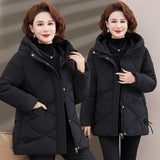 Winter Dress Down Cotton Clothes 2024 New Chinese Style Hooded Padded Jacket In The Elderly Autumn And Winter Coat Female