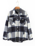 Gwmlk Autumn Women's Wear Urban Leisure Woolen Plaid Shirt Jacket