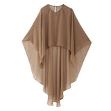 Gwmlk New Pure Color Tulle Asymmetrical Cloak Coat 8741204