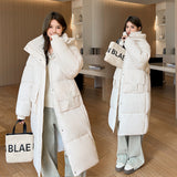 Winter New Thickened Loose Long Knee Cotton-Padded Coat Korean Version Of Student Hooded Large Pocket Cotton-Padded Coat