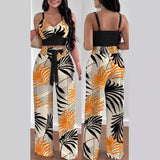 Gwmlk Independent Station Spring And Summer New Fashion Printing Suspenders To Attract 2-Piece Sets Of Trousers