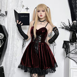 Gwmlk Autumn New Sexy Halter Dress Dark Death Note Leather Strap A Pendulum Dress For Women