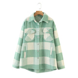 Gwmlk Autumn Women's Wear Urban Leisure Woolen Plaid Shirt Jacket