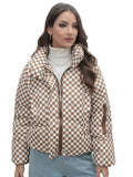 Gwmlk Plaid Women's Coat Bread Jacket Warm Down Cotton-Padded Jacket Women's Cotton-Padded Jacket