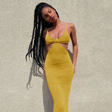 Gwmlk Hollowed-Out Halter Dress Women's Dress Sexy Temperament And Elegant Slim Dress In Spring