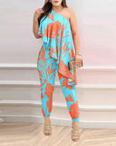 Gwmlk Independent Station New Spring And Summer Floating Edge Printed One-Piece Trousers Spot