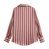 Gwmlk Striped Satin Casual Shirt 8160562 In Autumn