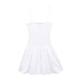 Gwmlk Spring Style Fluffy Poplin Rib Spliced Suspender Dress 4174347