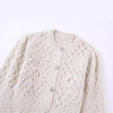 Gwmlk Spring Artificial Jewelry Button Decoration Round Neck Knitted Coat 5802117