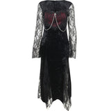 Gwmlk Lace Spliced Cross Dress, Dark Style, Sexy Slimming, Hip Split Dress