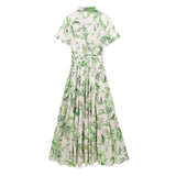 Gwmlk New Series Of Spring Printed Belt-Lined Dress