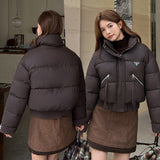 Protein Skin Padded Coat Women's Short High Waist Coffee Ken Bean Wind Small 2024 New Winter Coat