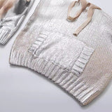 Gwmlk New Metal Color Hooded Hooded Knitted Sweater 2893157