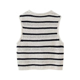 Gwmlk New Striped V-Collar Button For Casual Knitted Vest 3991045