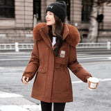 Winter New Parker Cotton Clothes Female Long Korean Version Loose Fashion Cotton-Padded Clothes Waist Show Thin Cotton-Padded Jacket Coat