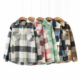 Gwmlk Autumn Women's Wear Urban Leisure Woolen Plaid Shirt Jacket