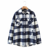 Gwmlk Autumn Women's Wear Urban Leisure Woolen Plaid Shirt Jacket