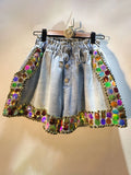 Gwmlk Women's Denim Shorts Loose Elastic Waist Rivet Colorful Big Sequins Wide Leg Short Jeans 2024 Summer New Fashion 29L1084