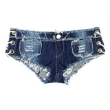 Gwmlk # Summer Sexy Low Waist Lace up Strap Hollow Hole Women's Denim Shorts and Jeans