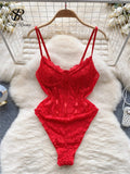 Gwmlk Strap Corset Lace Sensual Bodysuits 2024 Ladies Slim Sheer Bodycon Sexy Camisole Korean Backless Lingerie Playsuits