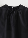 Gwmlk Women Lacing Up O Neck Lantern Sleeve Embroidery Blouse Black Vintage Tops
