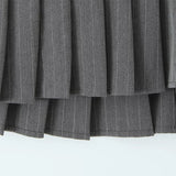 Gwmlk Y2K Pinstripe Pleated Mini Skirt Women Sexy Low Waist Short Skater Skirts Jupe