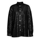 Gwmlk Sequins Blazers Women Long Sleeved Shiny Party Blazer Coat Silver Sequin Office Ladies Blazer Blouse Female