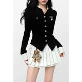 Gwmlk Vintage Two Piece Set Women Japanese Short Blazer Coat+mini Skirt Suit Female Casual Korean Fashion Sexy Kawaii 2024