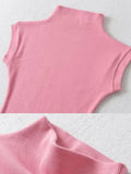 Gwmlk Women Summer Sexy Turtleneck Sleeveless T-Shirts Tops Solid Slim Fit Pullovers Causal Tees Shirts Female Streetwear Basics Tees