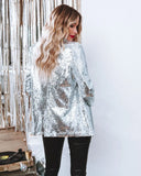 Gwmlk Sequin Shinny Shirt Jacket Women Casual Loose Blazer Stage Party Nightclub Costume Chemise Homme Disco Camisas