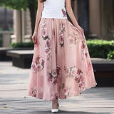 Gwmlk Floral Maxi Summer Skirt Women Long High Waist Holiday Dance Skirt Elegant Beach Boho Hot Sale Lady Vintage Girl Fairy